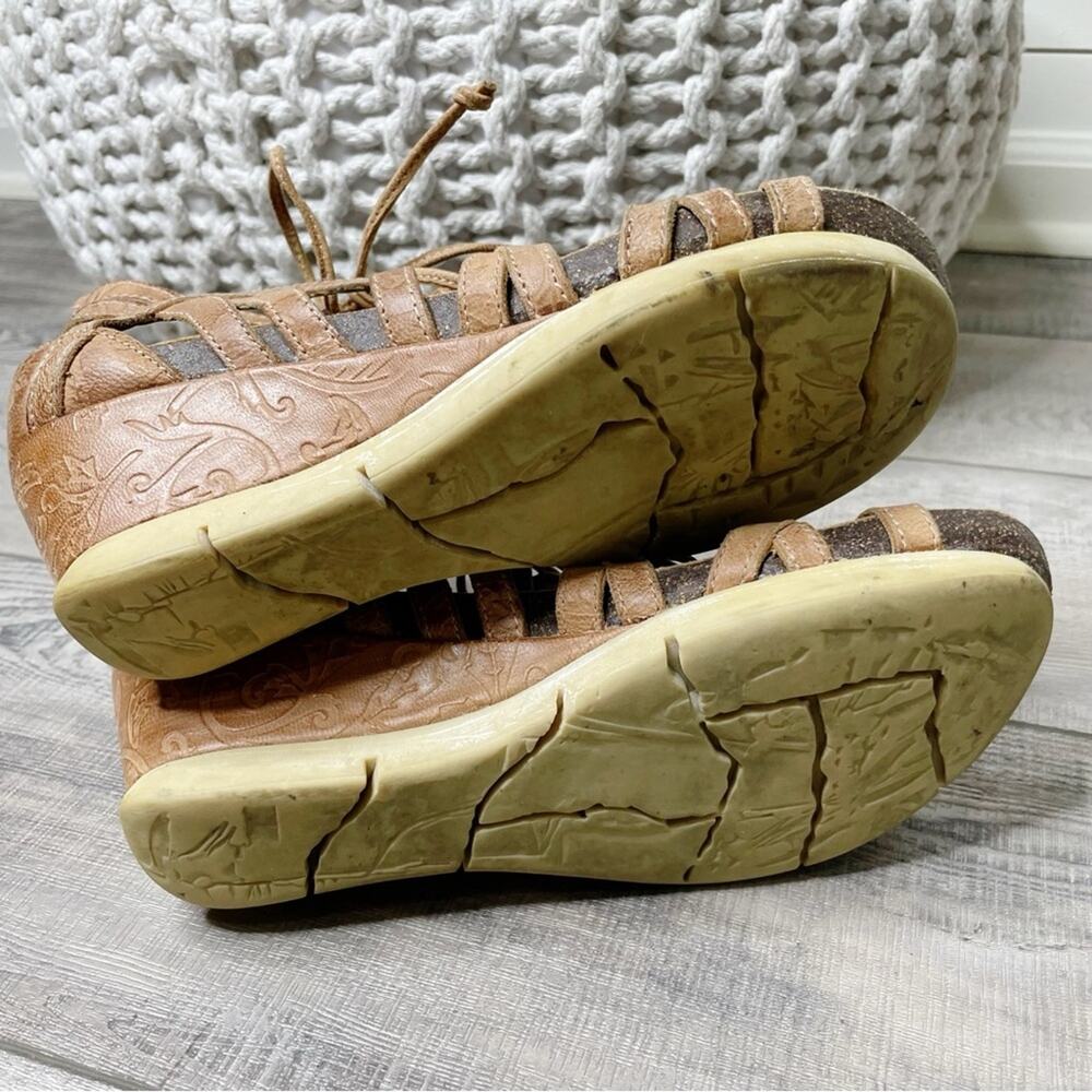 OTBT Nomadic Leather Lace Up Gladiator Open Toe Wedge Sandals Hickory Size 6.5 - Picture 6 of 6